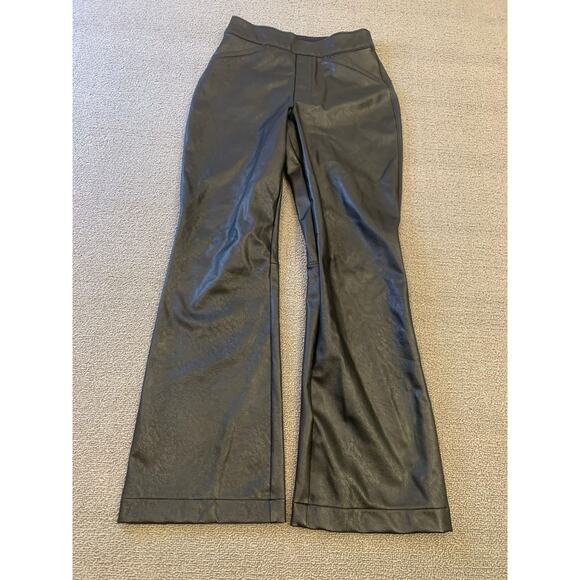 Spanx Women XS Black Faux Leather Flare Leggings - Picture 1 of 14